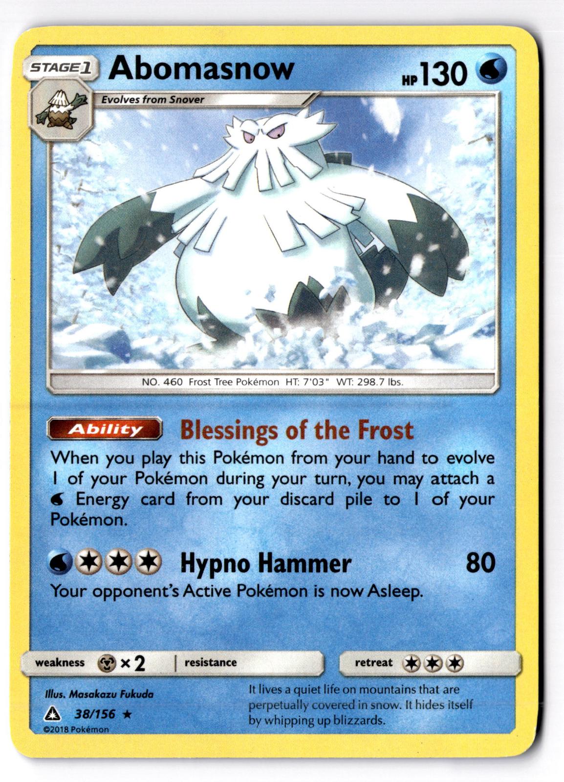 Abomasnow 38/156 Rare Ultra Prism Pokemon Moderately Played