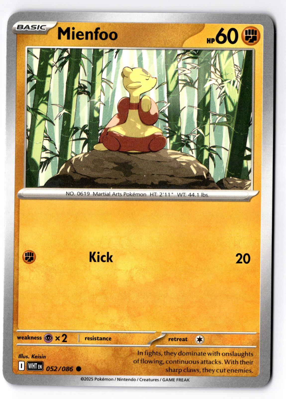 Mienfoo 052/086 Common White Flare Pokemon Near Mint