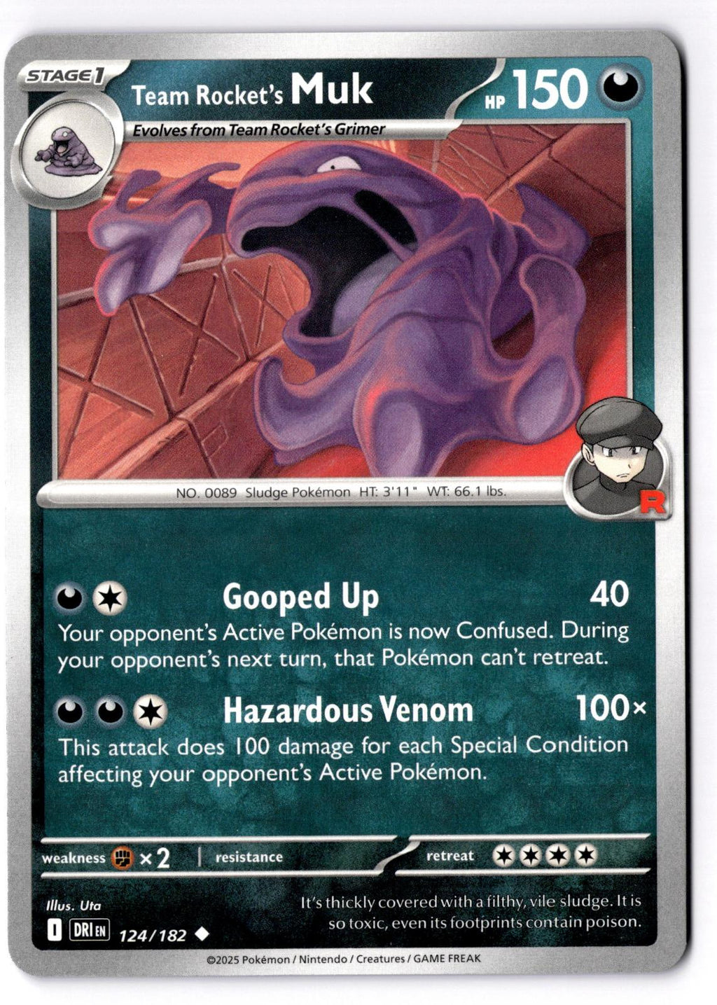 Team Rocket's Muk 124/182 Uncommon Destined Rivals Pokemon Near Mint