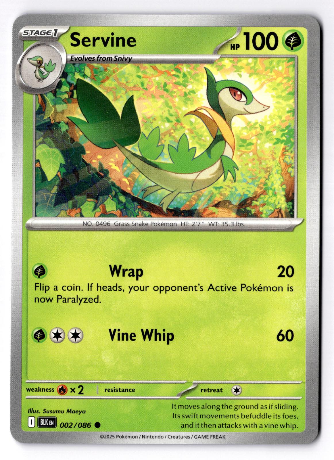 Servine 002/086 Common Black Bolt Pokemon Near Mint