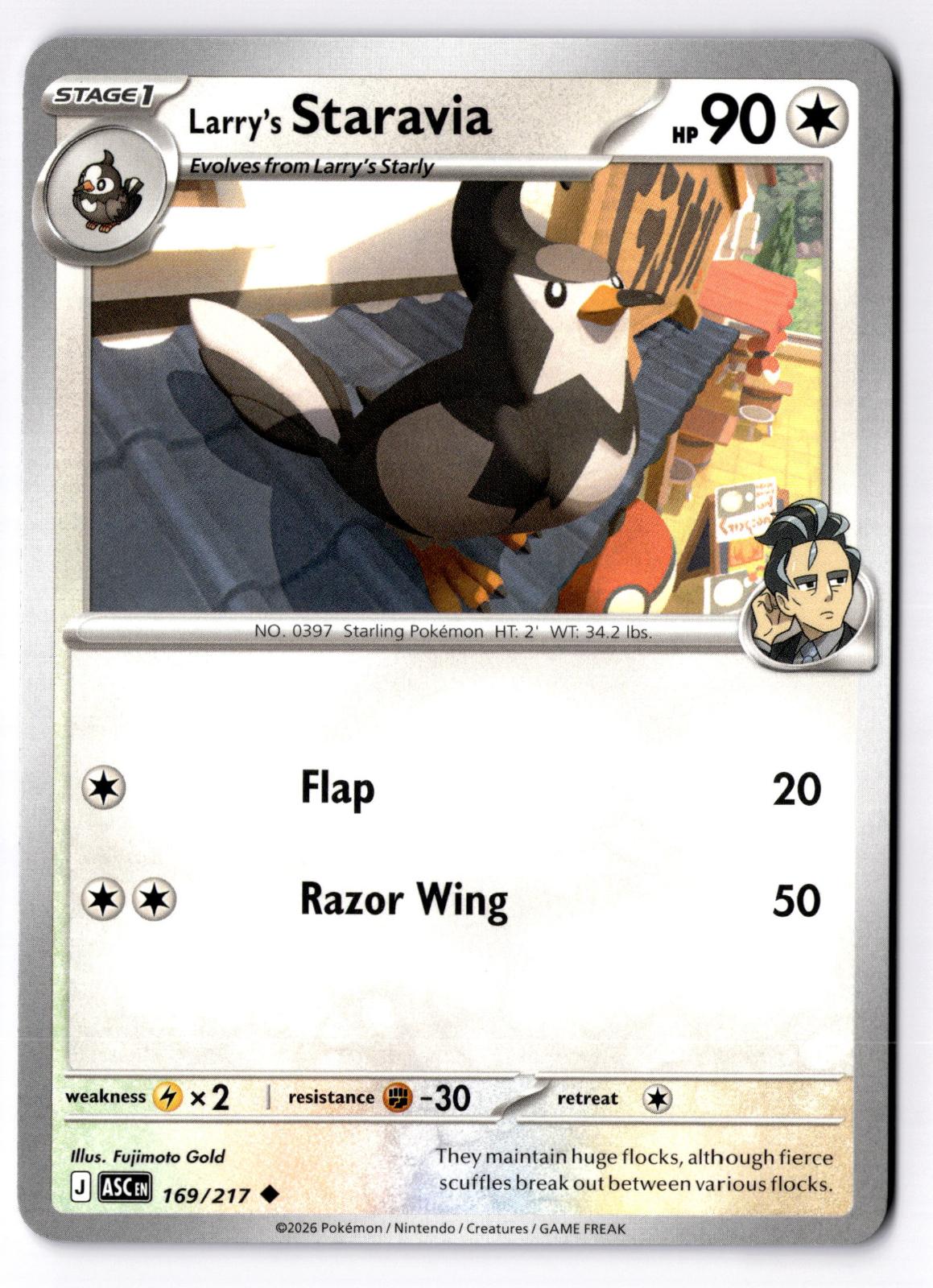 Larry's Staravia 169/217 Uncommon Ascended Heroes Pokemon Near Mint