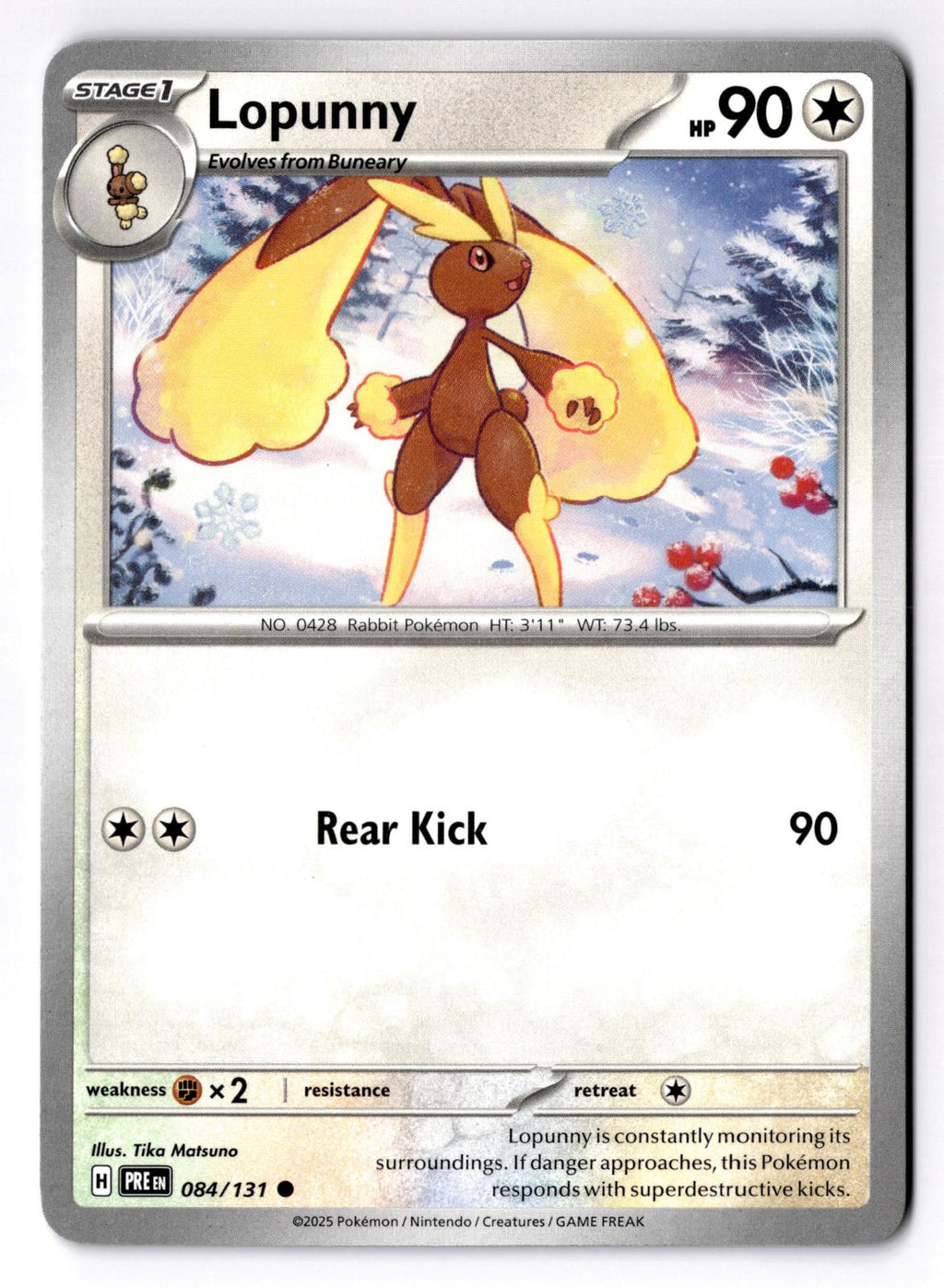 Lopunny 084/131 Common Prismatic Evolutions Pokemon Near Mint