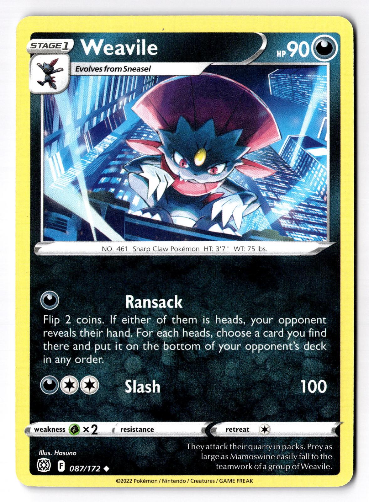 Weavile 087/172 Uncommon Brilliant Stars Pokemon Near Mint