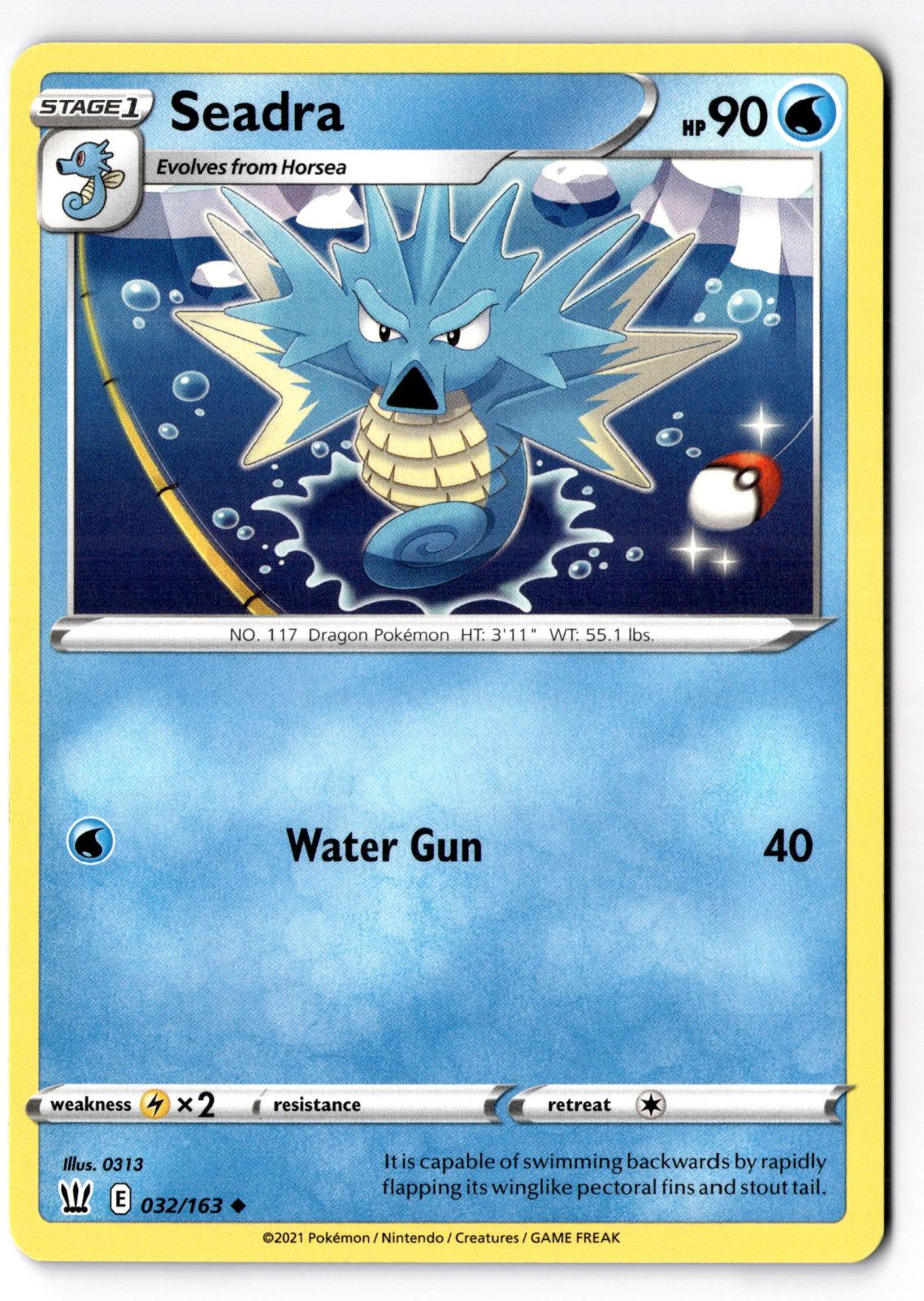 Seadra 032/163 Uncommon Battle Styles Pokemon Near Mint