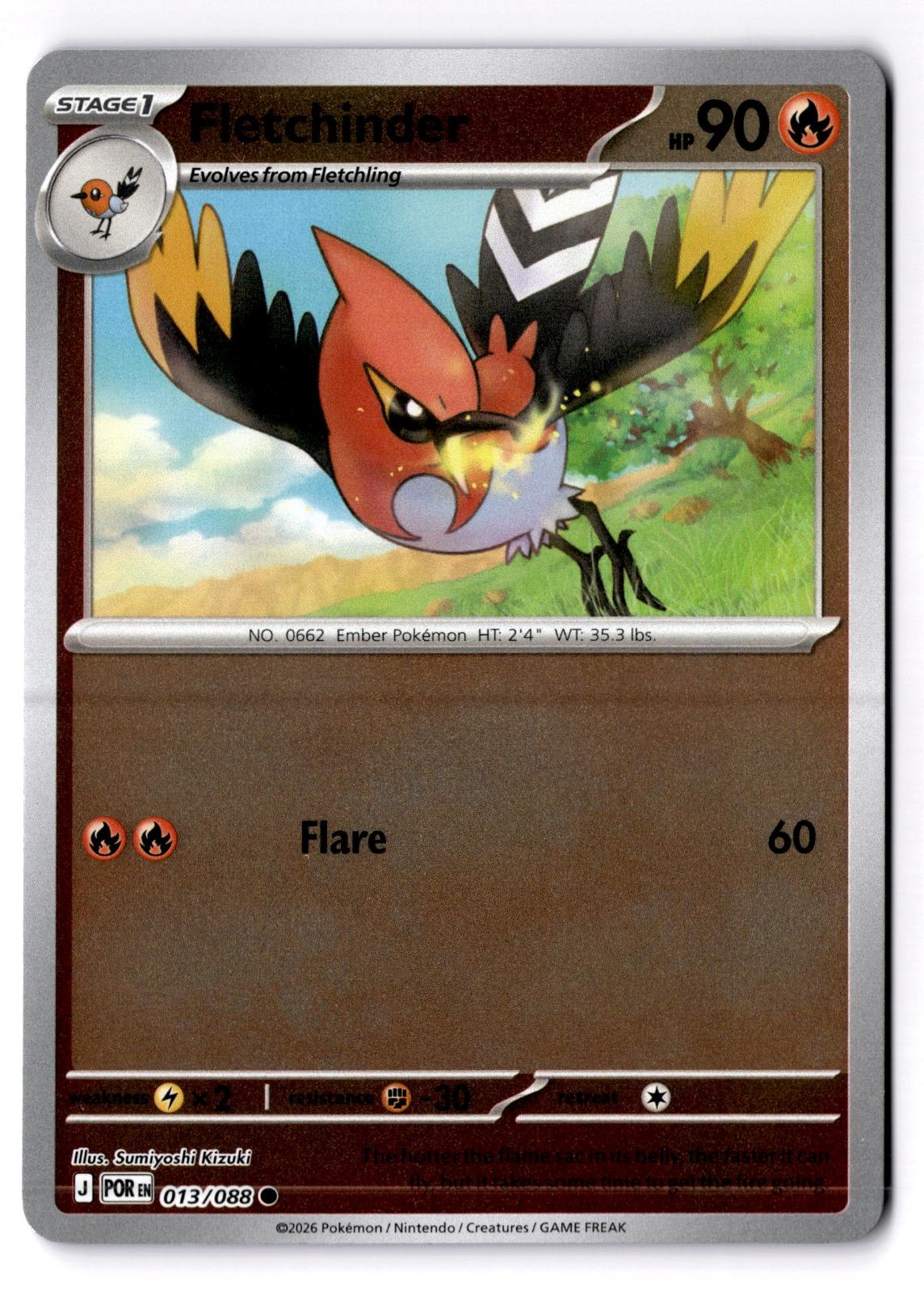 Fletchinder 013/088 Common Perfect Order Pokemon Reverse Holo Lightly Played