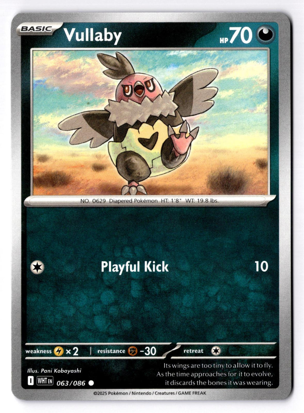 Vullaby 063/086 Common White Flare Pokemon Near Mint