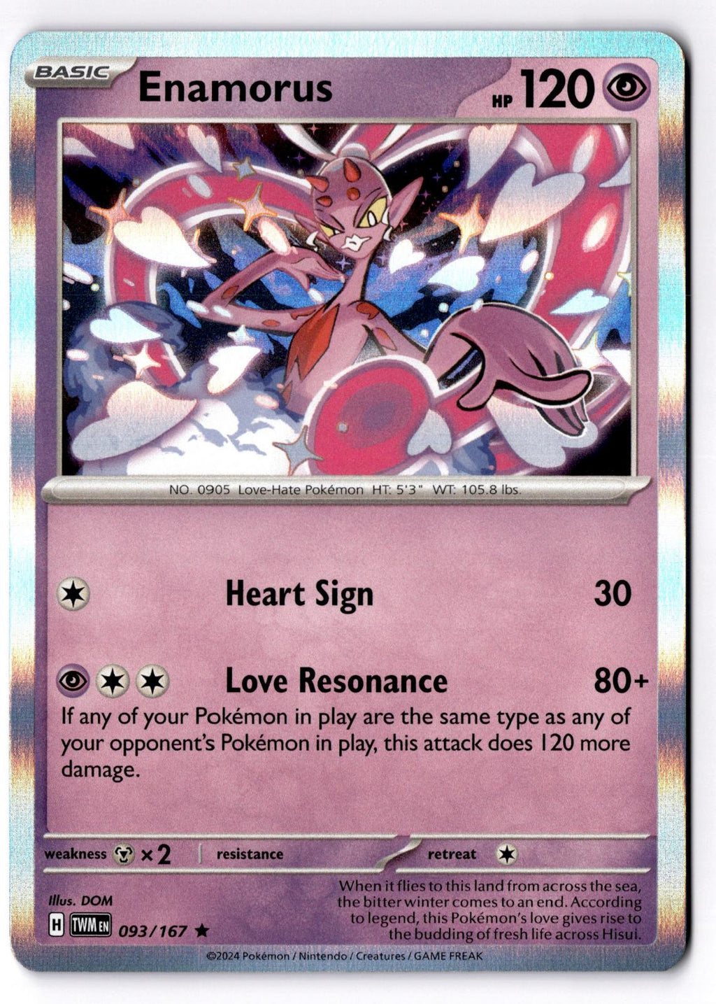 Enamorus 093/167 Rare Twilight Masquerade Pokemon Holo Near Mint