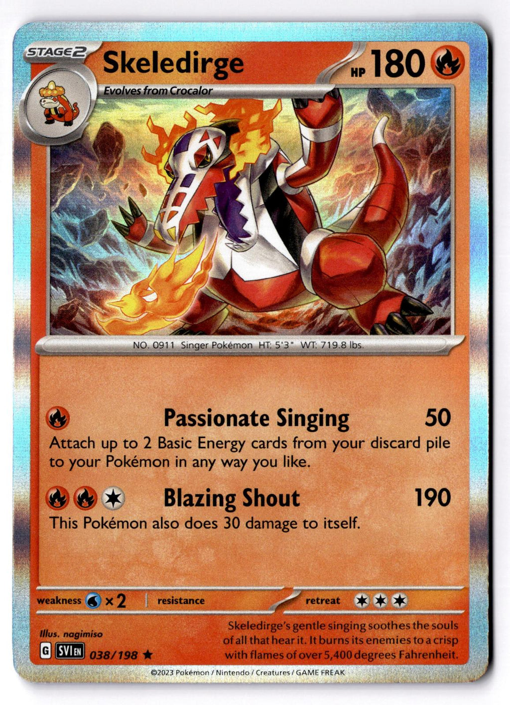 Skeledirge 038/198 Rare Scarlet & Violet Pokemon Holo Near Mint