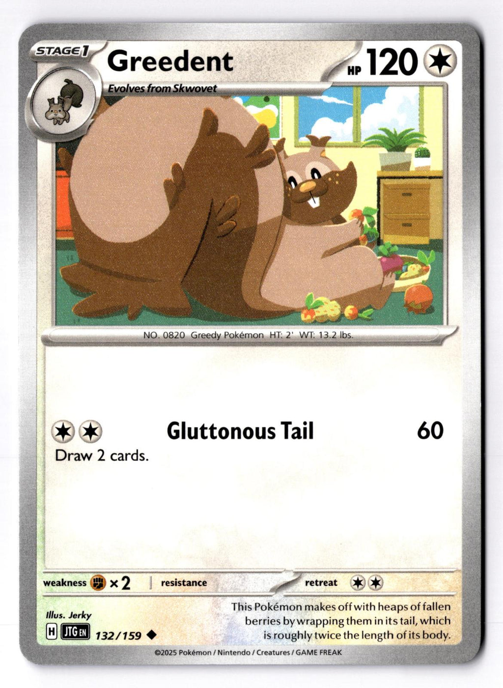 Greedent 132/159 Uncommon Journey Together Pokemon Near Mint