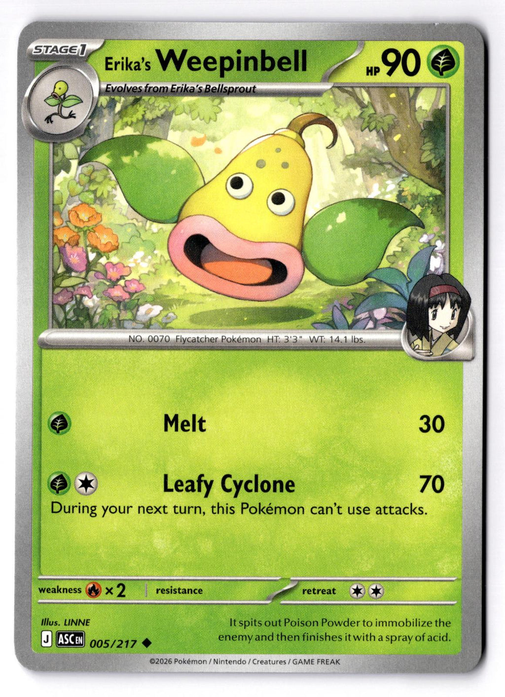 Erika's Weepinbell 005/217 Uncommon Ascended Heroes Pokemon Near Mint