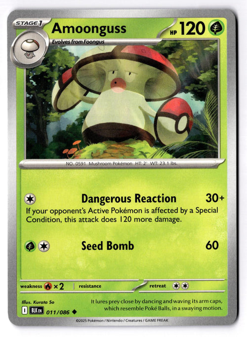 Amoonguss 011/086 Uncommon Black Bolt Pokemon Near Mint