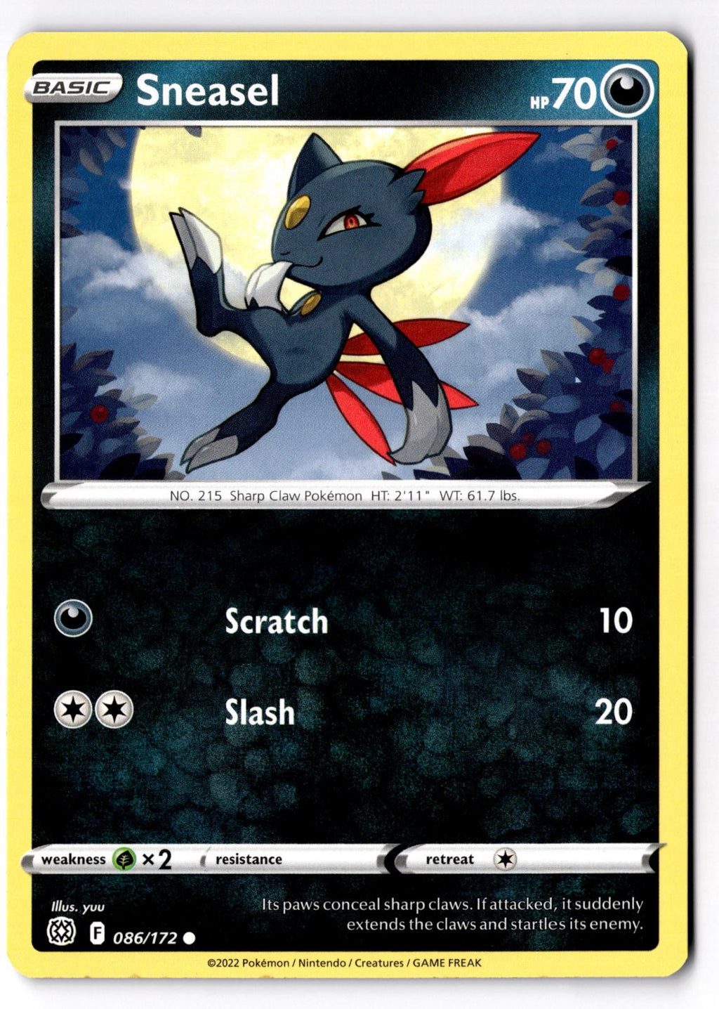 Sneasel 086/172 Common Brilliant Stars Pokemon Lightly Played