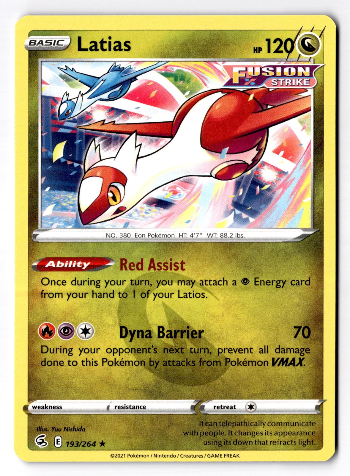 Latias 193/264 Rare Fusion Strike Pokemon Near Mint