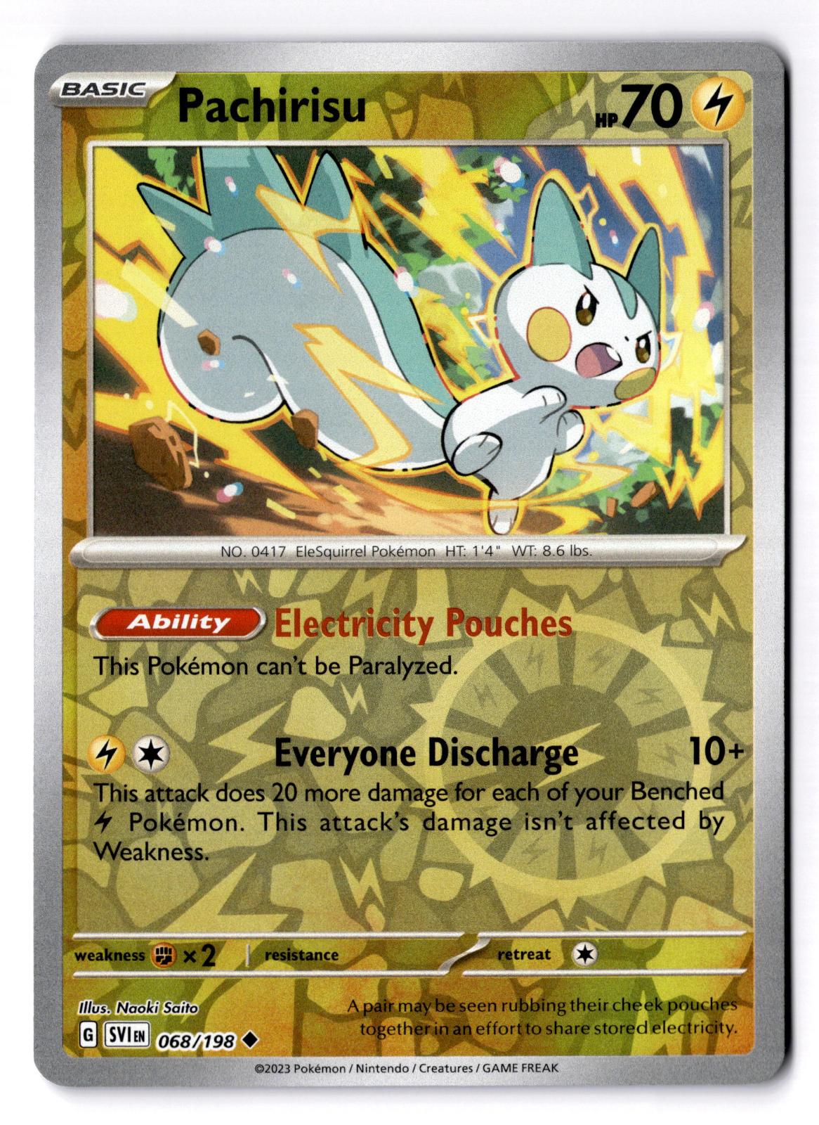 Pachirisu 068/198 Uncommon Scarlet & Violet Pokemon Reverse Holo Near Mint