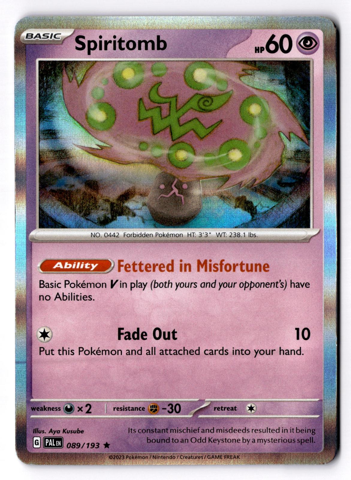 Spiritomb 089/193 Rare Paldea Evolved Pokemon Holo Lightly Played