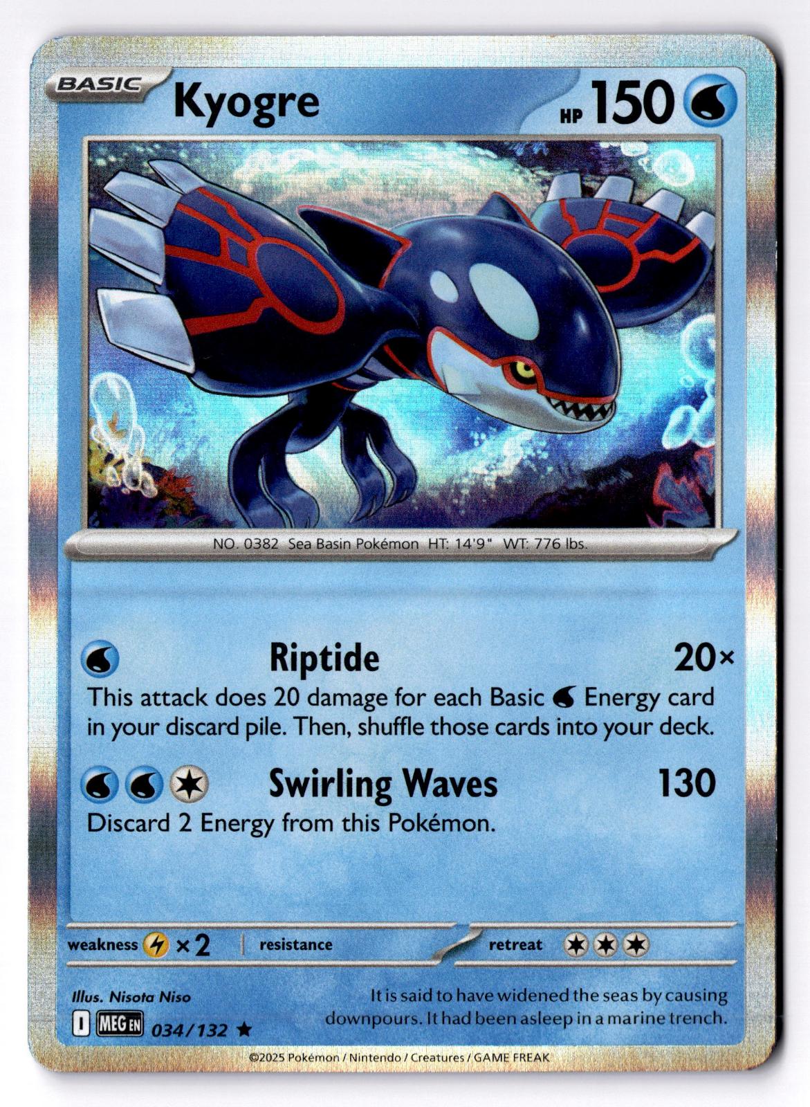 Kyogre 034/132 Rare Mega Evolution Pokemon Holo Lightly Played
