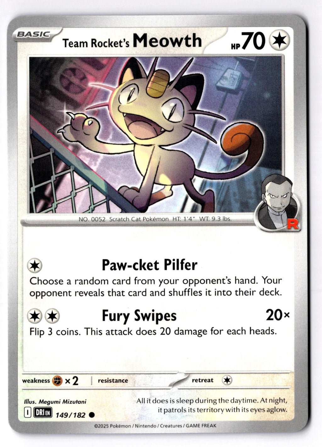 Team Rocket's Meowth 149/182 Common Destined Rivals Pokemon Near Mint