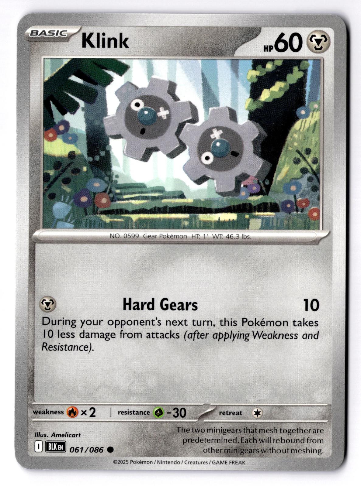 Klink 061/086 Common Black Bolt Pokemon Near Mint