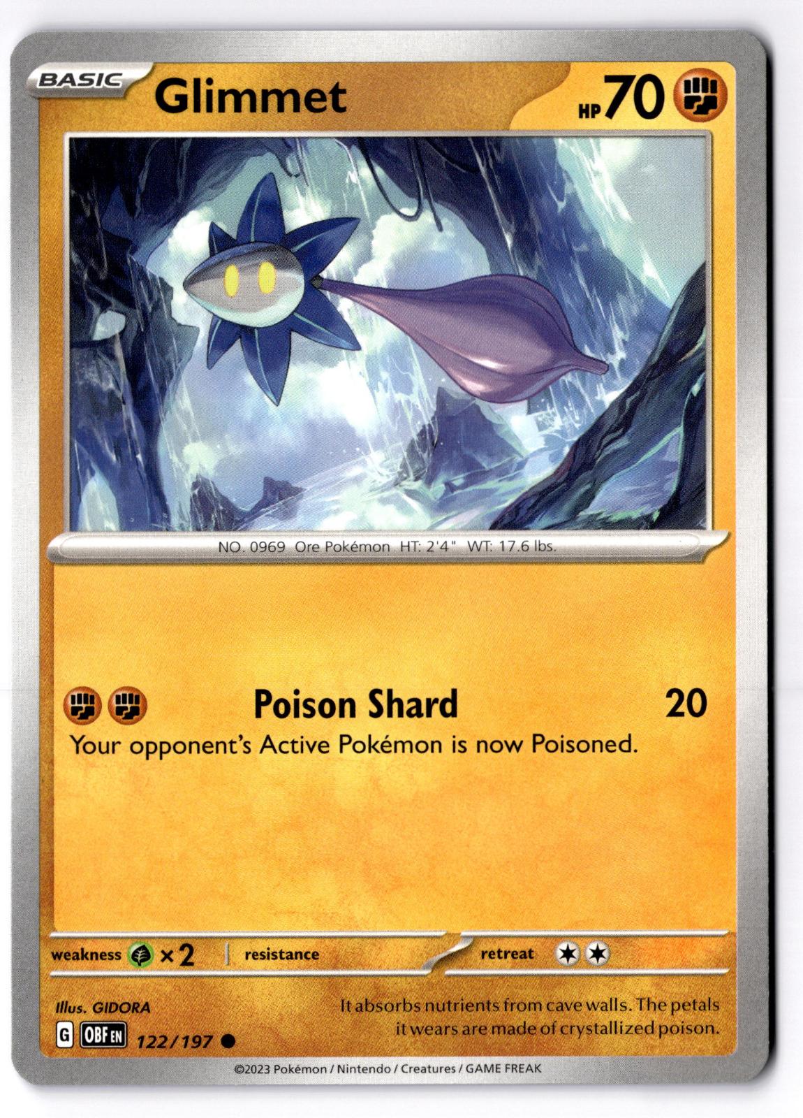 Glimmet 122/197 Common Obsidian Flames Pokemon Near Mint