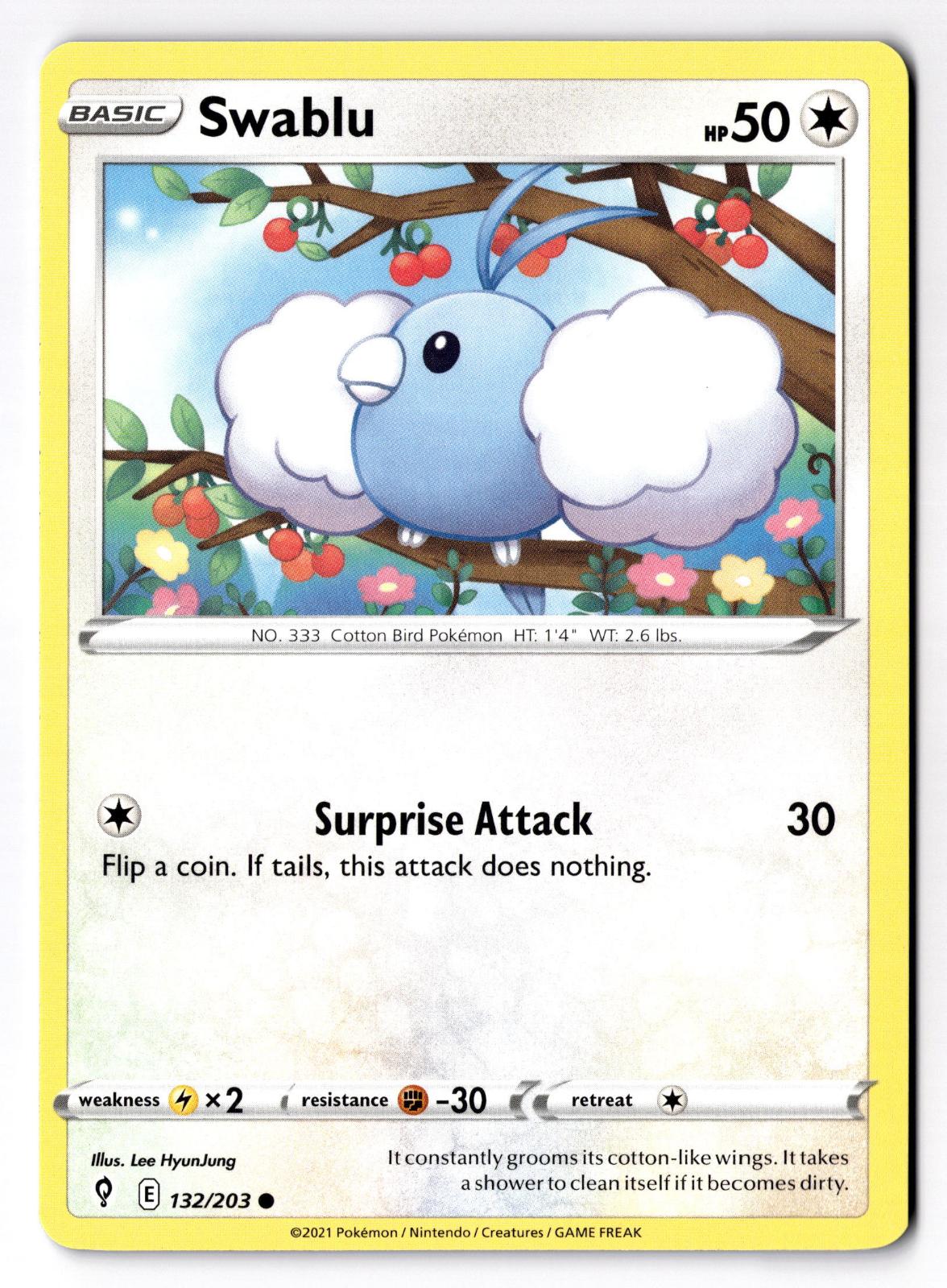 Swablu 132/203 Common Evolving Skies Pokemon Lightly Played