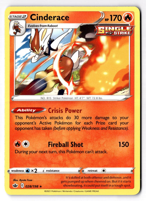 Cinderace 28/198 Rare Deck Exclusives Pokemon Lightly Played