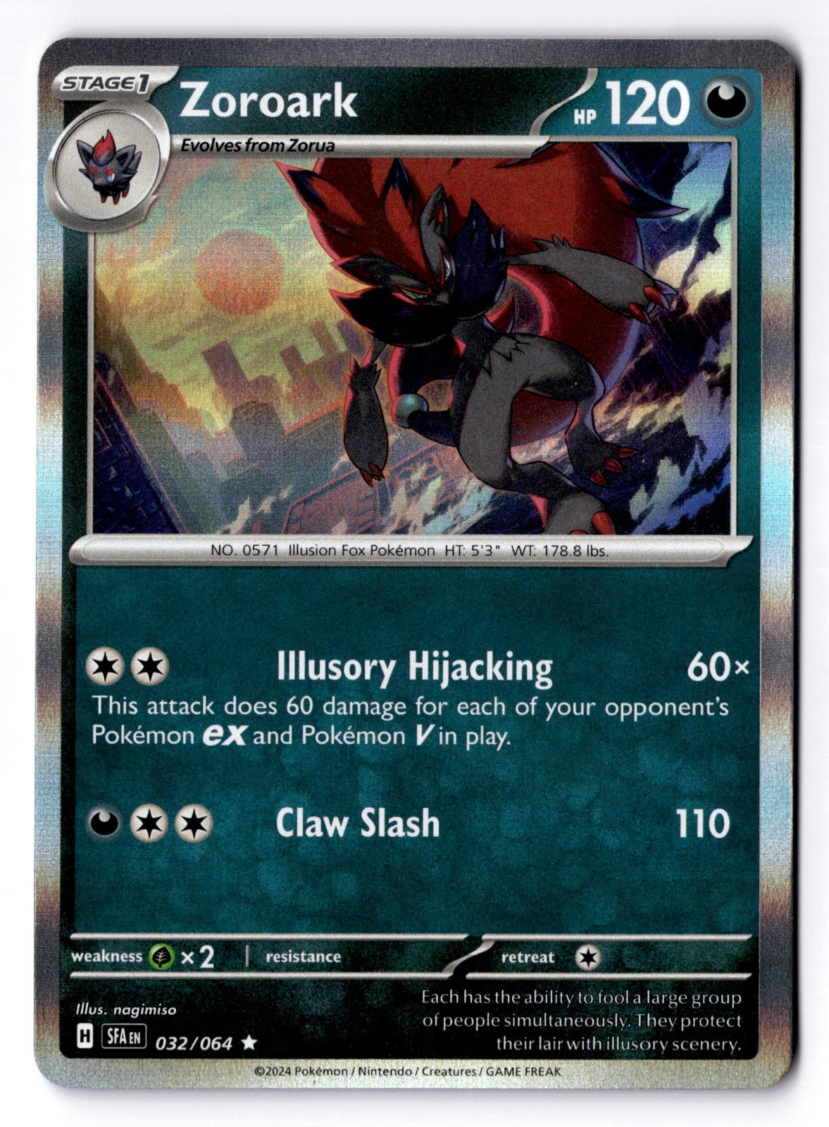 Zoroark 032/064 Rare Shrouded Fable Pokemon Holo Near Mint