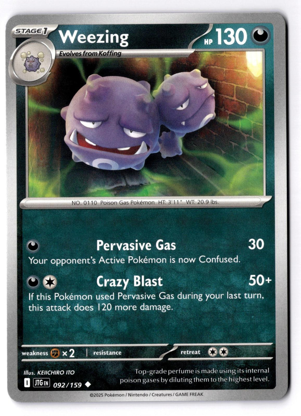 Weezing 092/159 Uncommon Journey Together Pokemon Near Mint