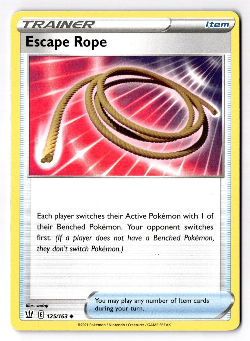 Escape Rope 125/163 Uncommon Battle Styles Pokemon Near Mint