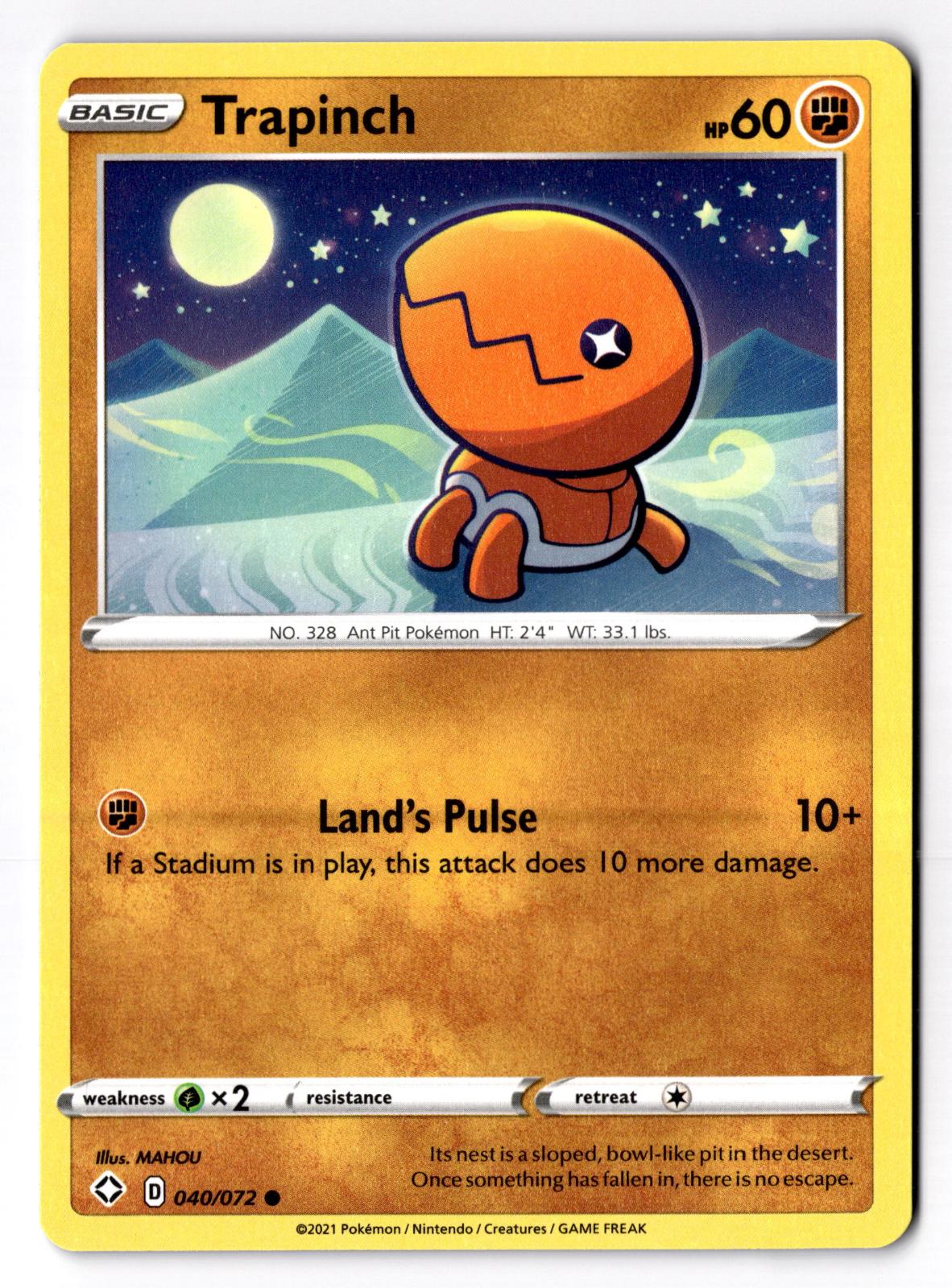 Trapinch 040/072 Common Shining Fates Pokemon Near Mint