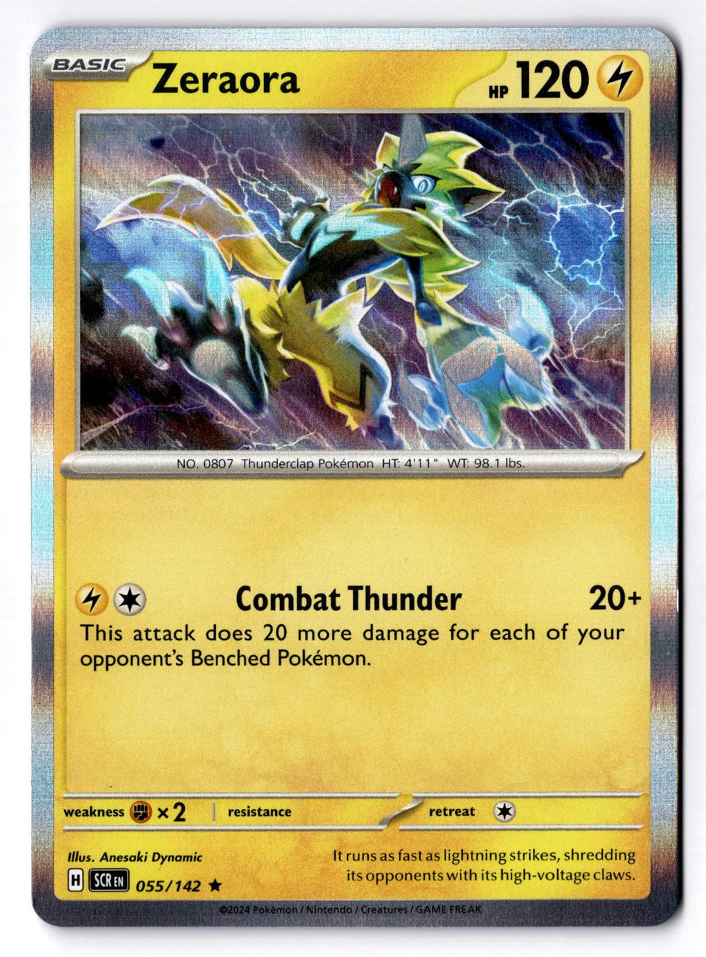 Zeraora 055/142 Rare Stellar Crown Pokemon Holo Near Mint