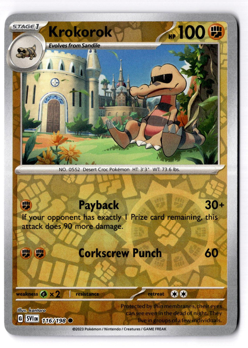 Krokorok 116/198 Common Scarlet & Violet Pokemon Reverse Holo Near Mint