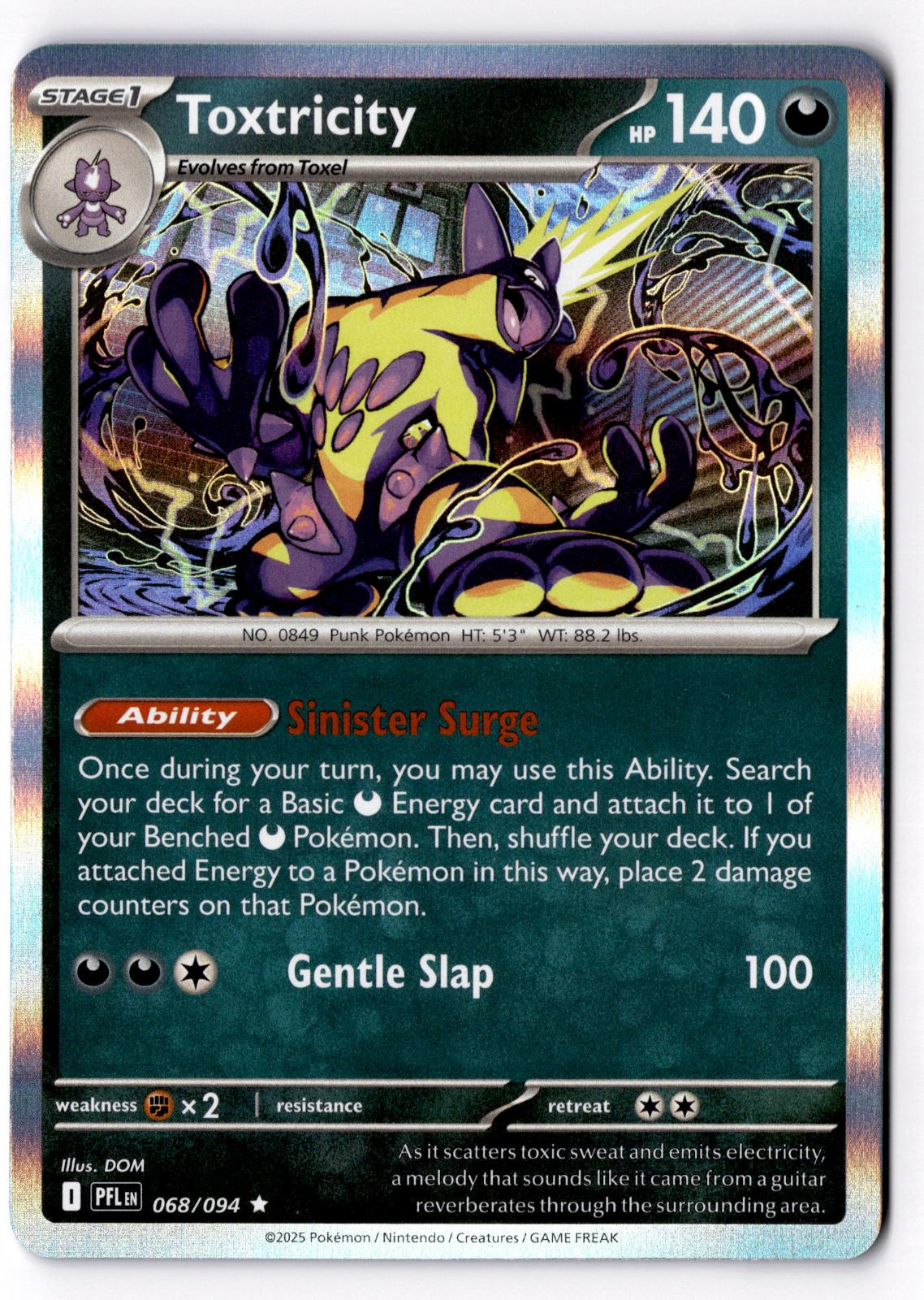 Toxtricity 068/094 Rare Phantasmal Flames Pokemon Holo Near Mint