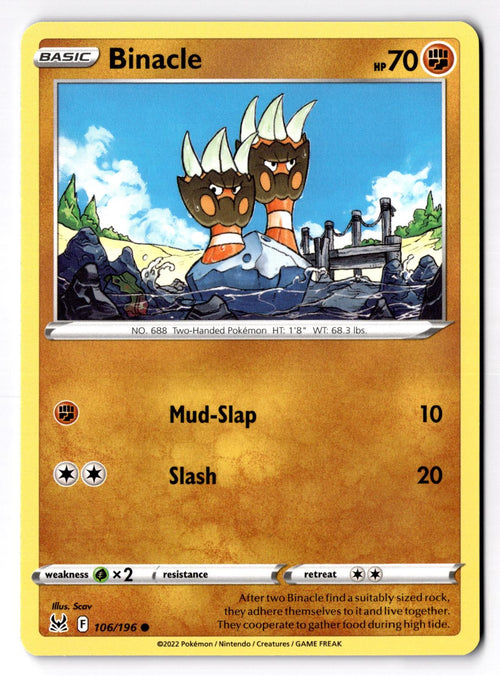 Binacle 106/196 Common Lost Origin Pokemon Near Mint