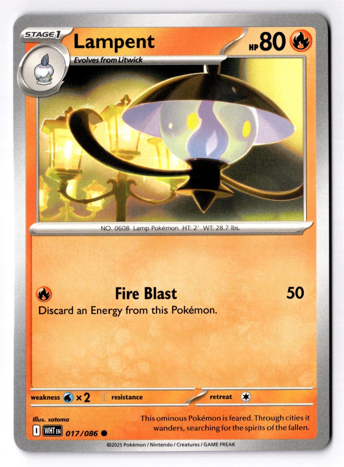 Lampent 017/086 Common White Flare Pokemon Near Mint