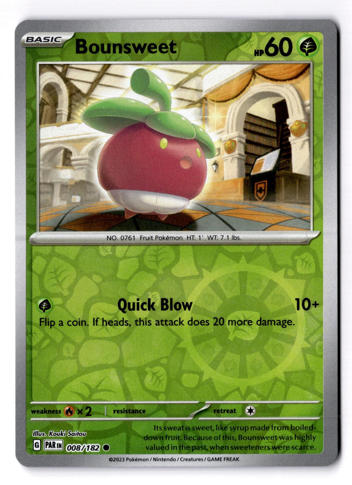 Bounsweet 008/182 Common Paradox Rift Pokemon Reverse Holo Near Mint