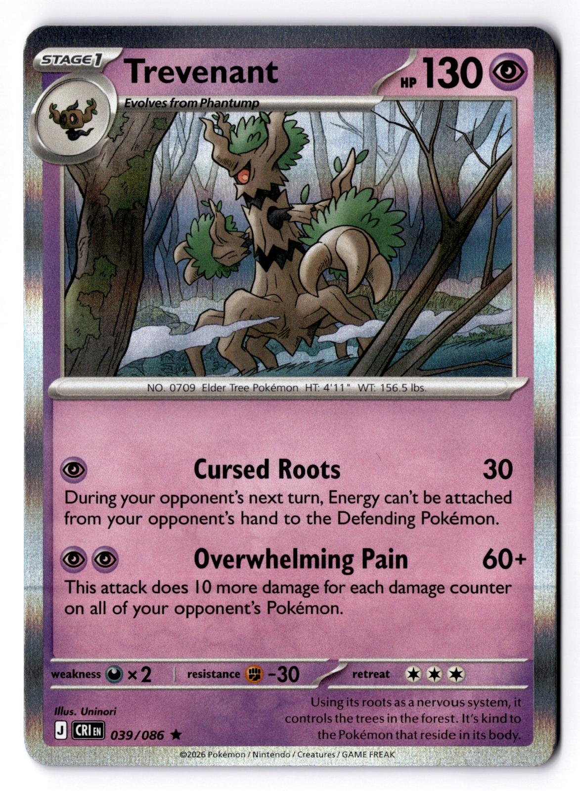 Trevenant 039/086 Holo Rare Chaos Rising Pokemon Near Mint