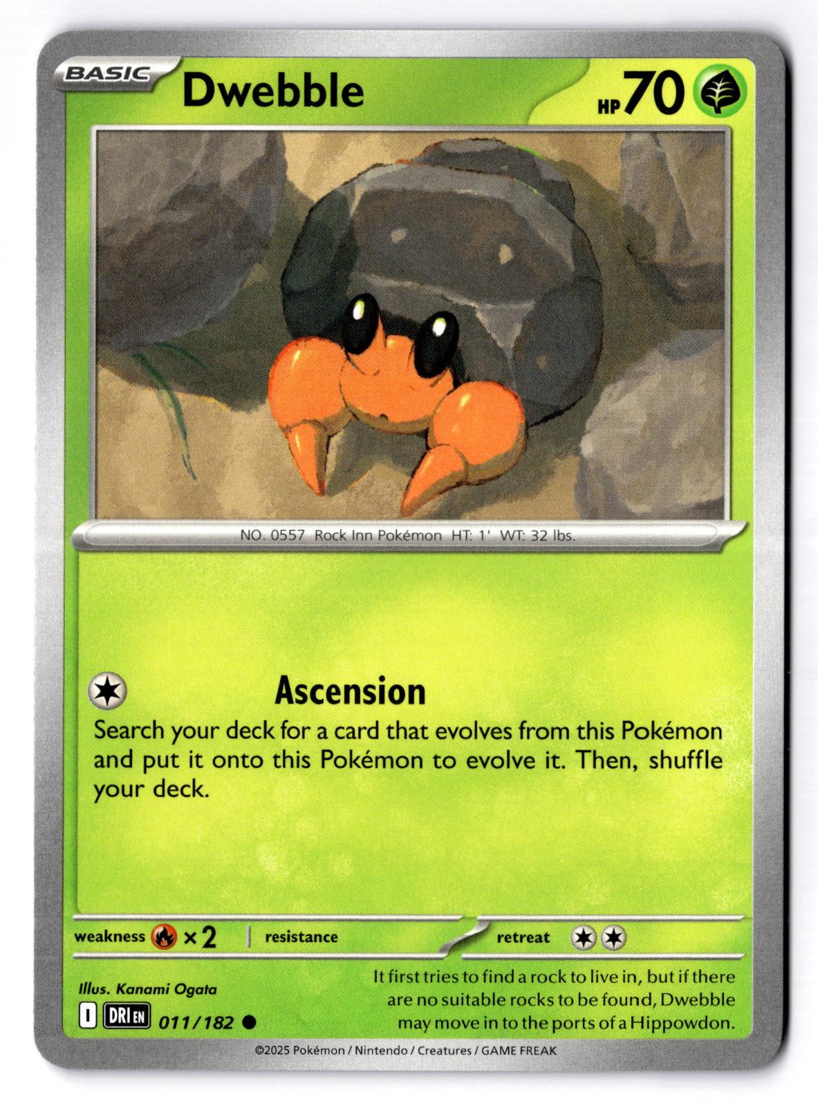 Dwebble 011/182 Common Destined Rivals Pokemon Near Mint
