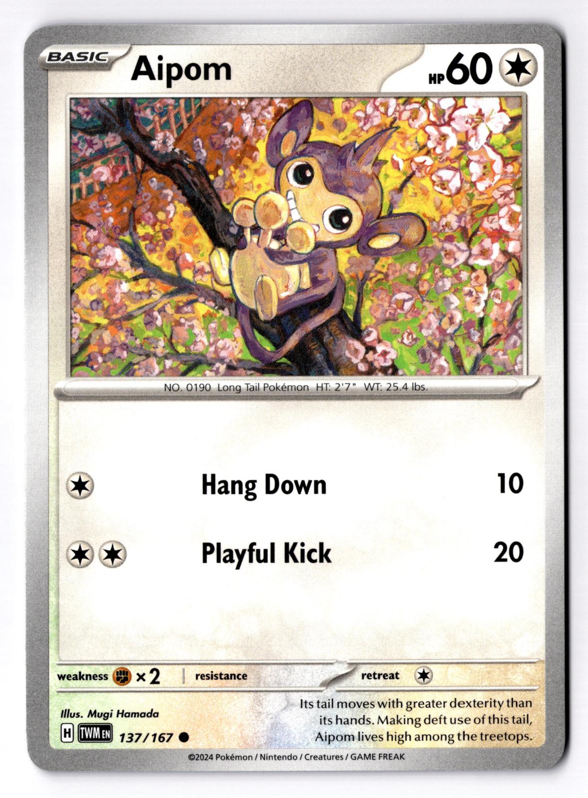 Aipom 137/167 Common Twilight Masquerade Pokemon Near Mint