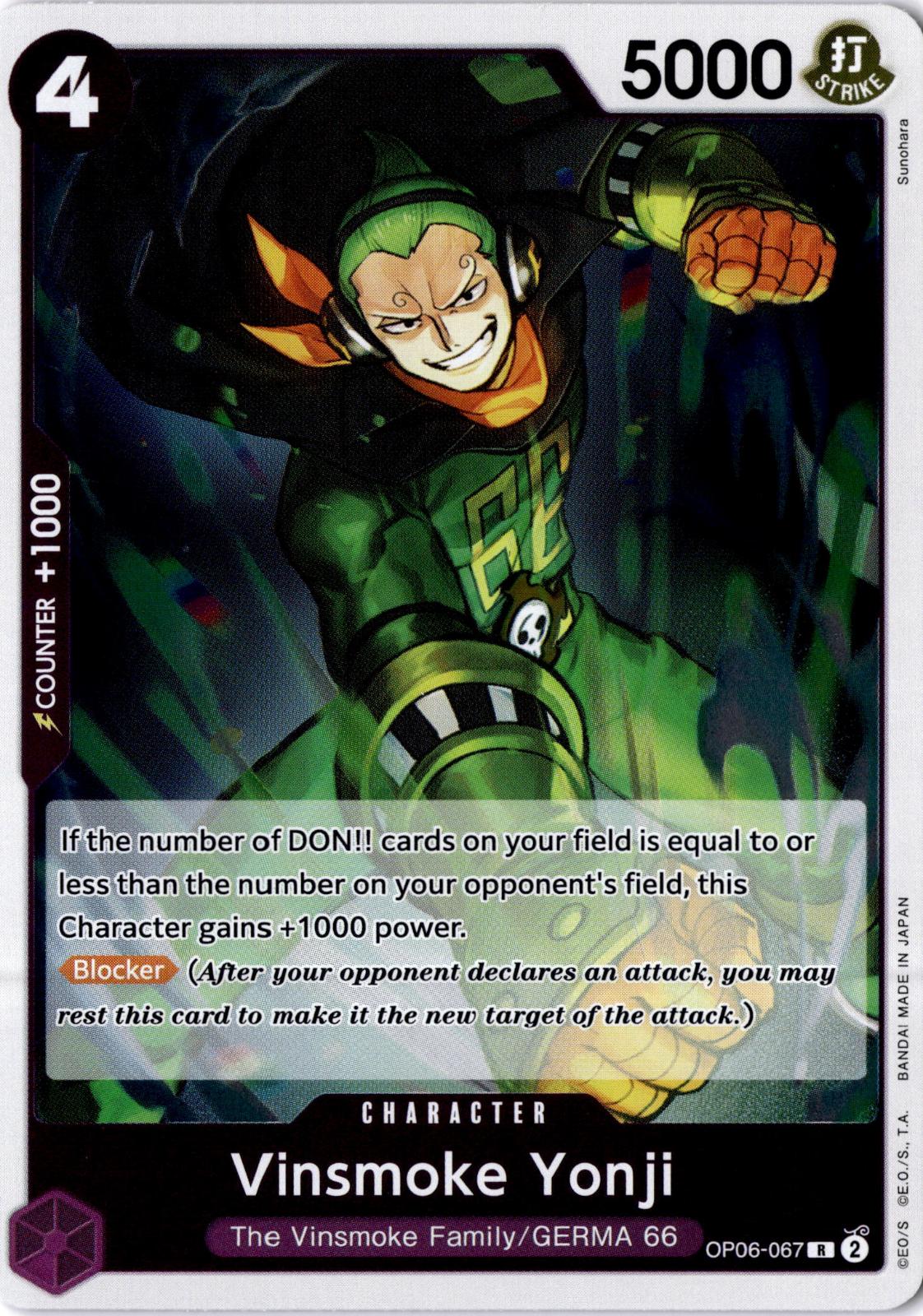 Vinsmoke Yonji (067) OP06-067 Rare Wings of the Captain One Piece Foil Near Mint