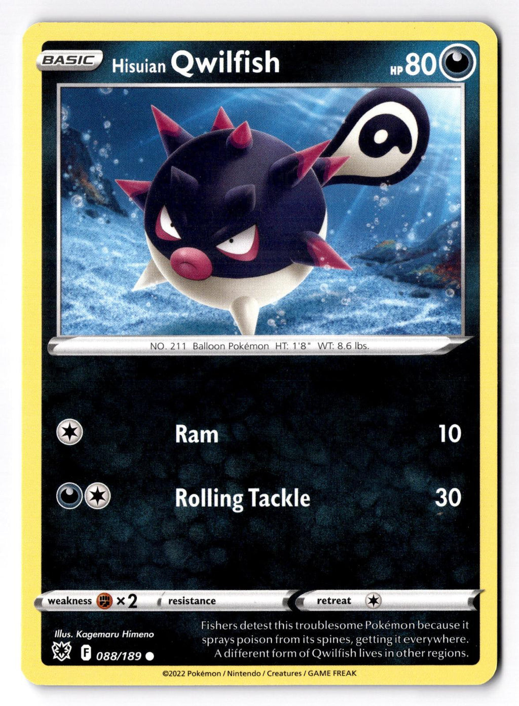 Hisuian Qwilfish 088/189 Common Astral Radiance Pokemon Near Mint