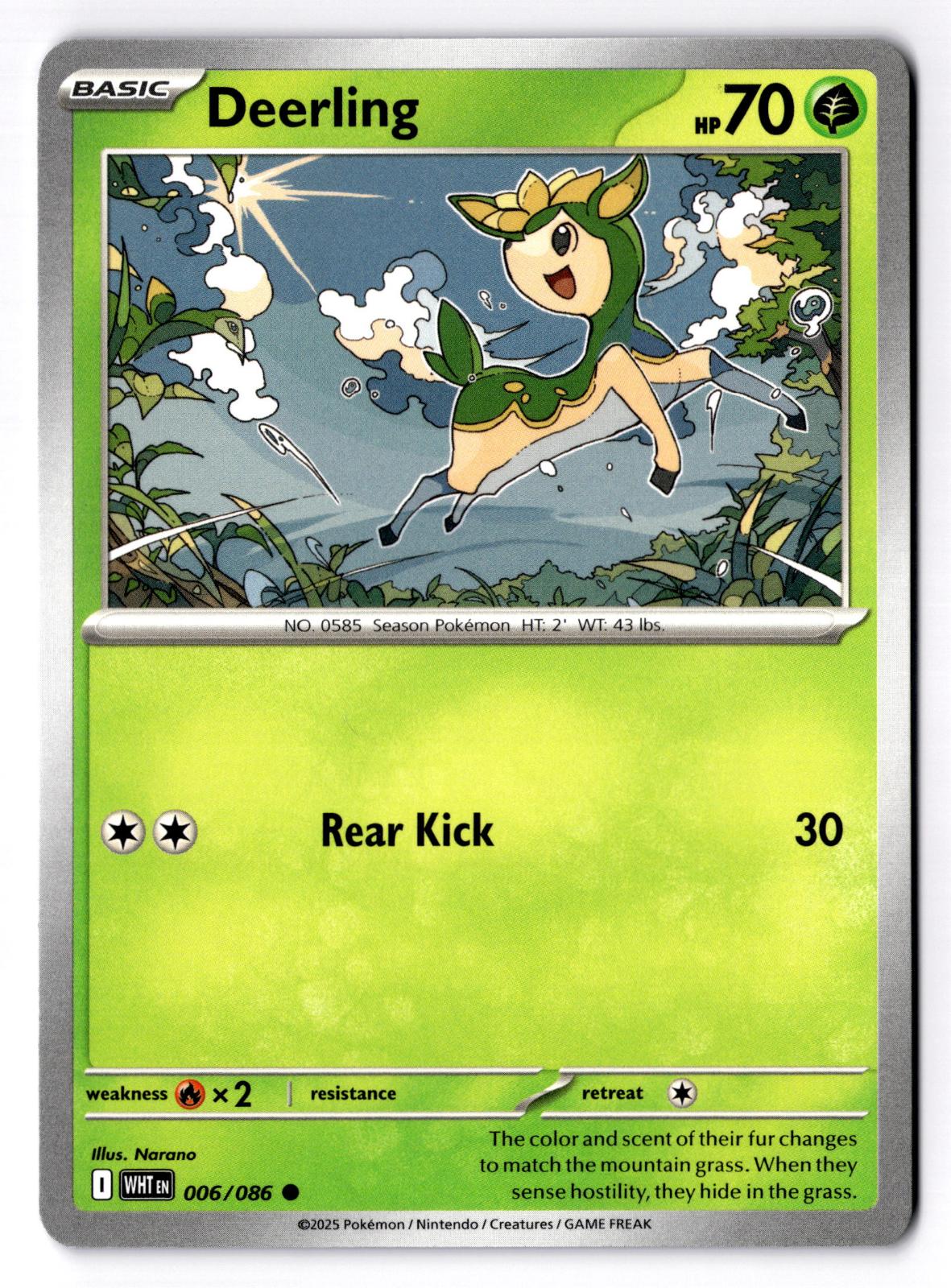 Deerling 006/086 Common White Flare Pokemon Near Mint
