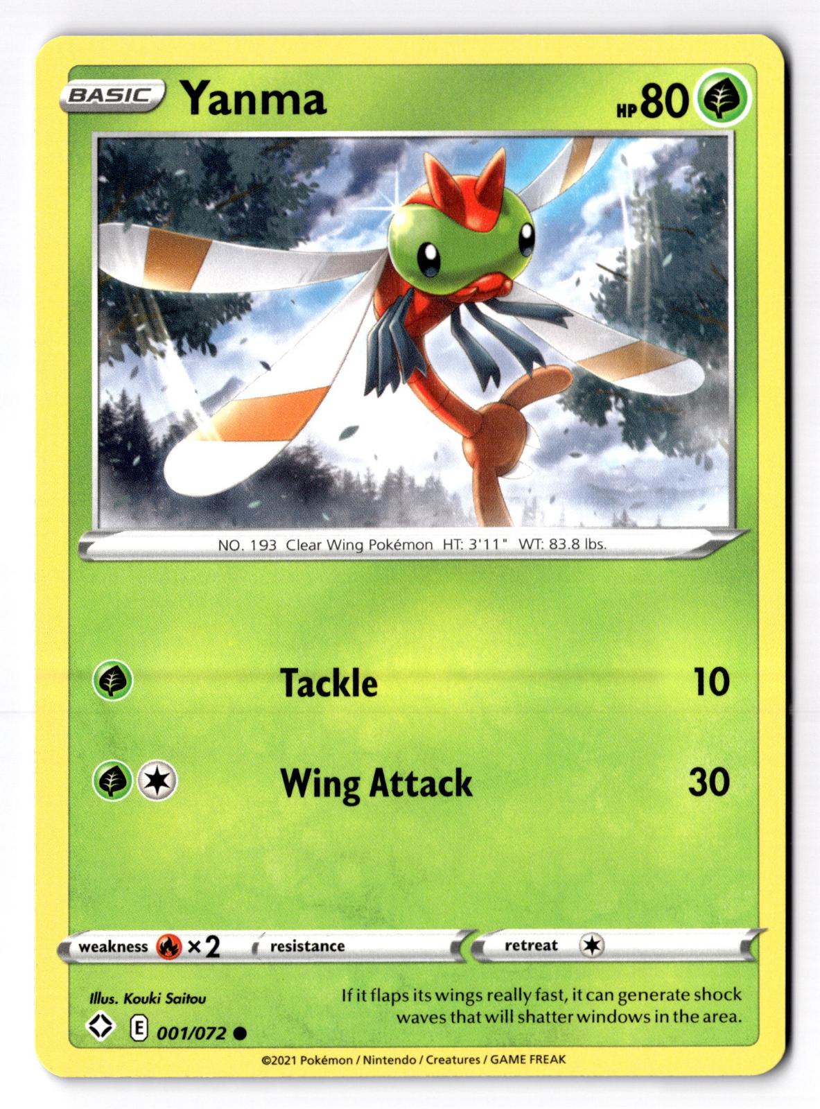 Yanma 001/072 Common Shining Fates Pokemon Near Mint