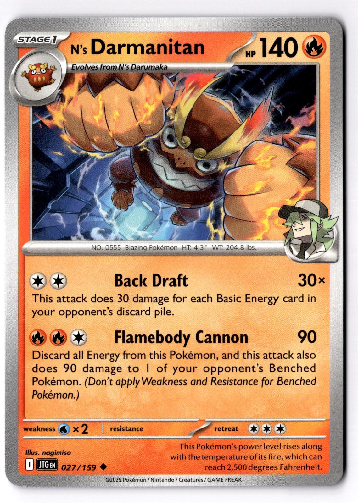 N's Darmanitan 027/159 Uncommon Journey Together Pokemon Near Mint