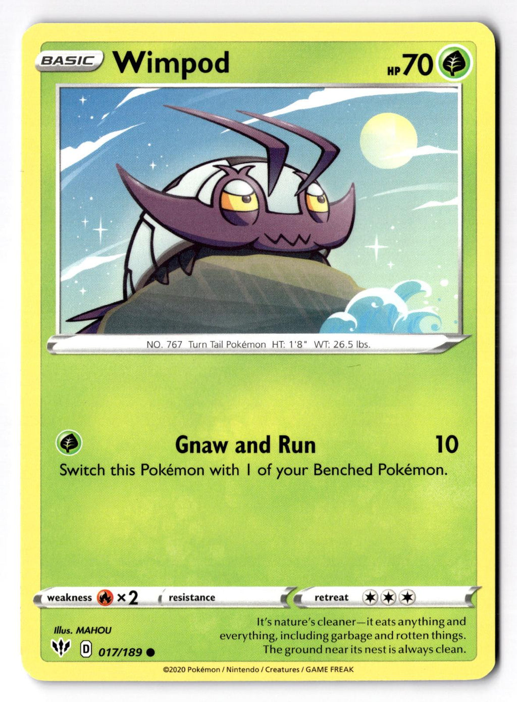 Wimpod 017/189 Common Darkness Ablaze Pokemon Near Mint