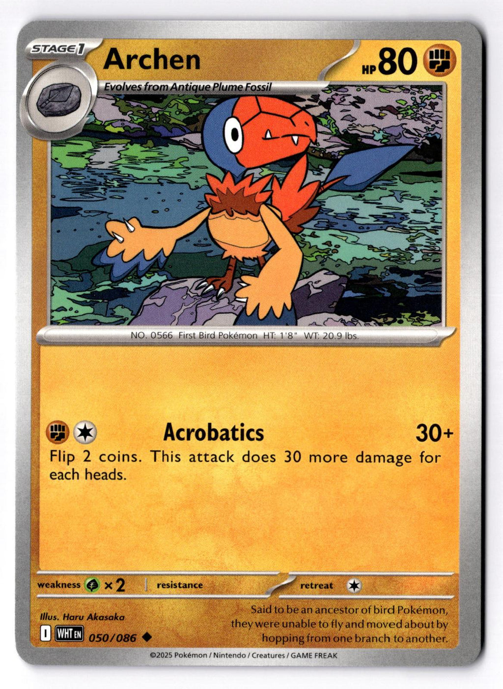 Archen 050/086 Uncommon White Flare Pokemon Near Mint