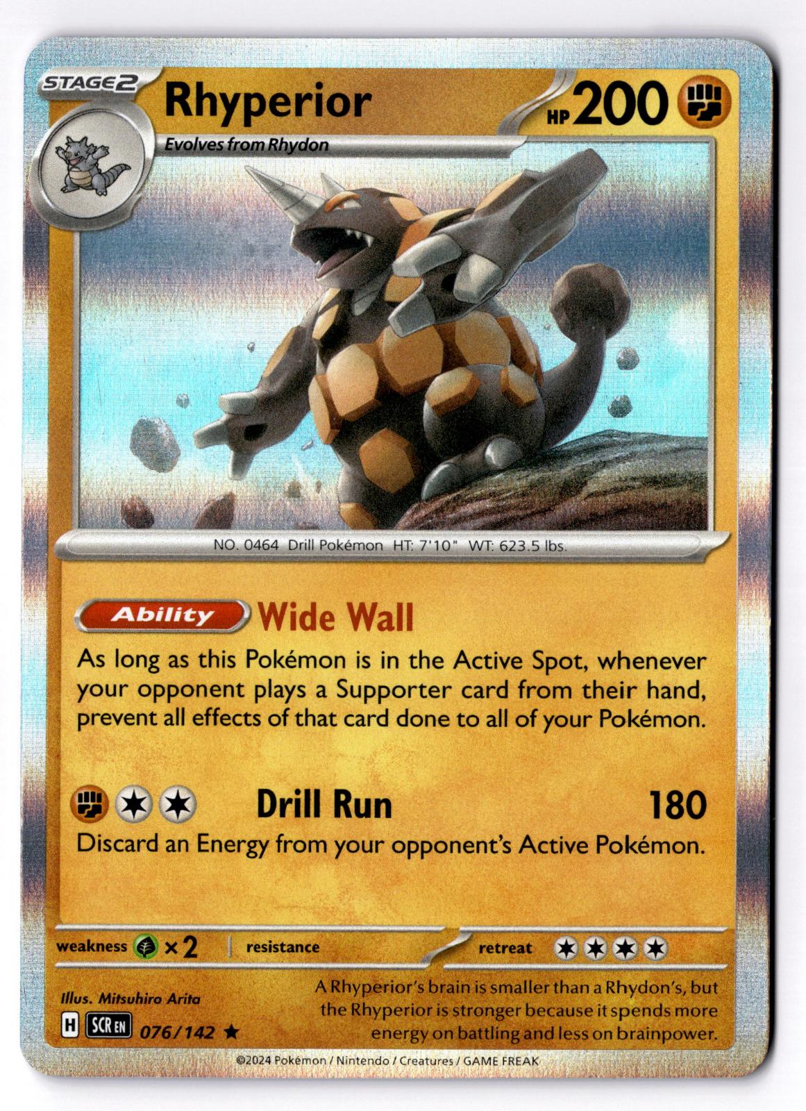 Rhyperior 076/142 Rare Stellar Crown Pokemon Holo Near Mint