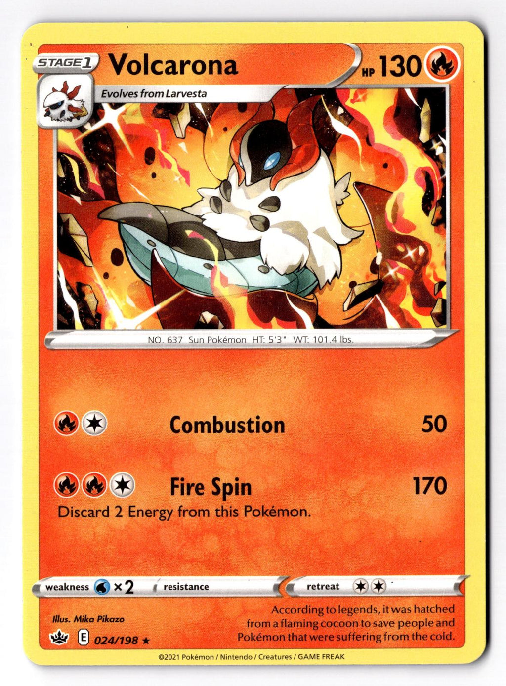 Volcarona 024/198 Rare Chilling Reign Pokemon Lightly Played