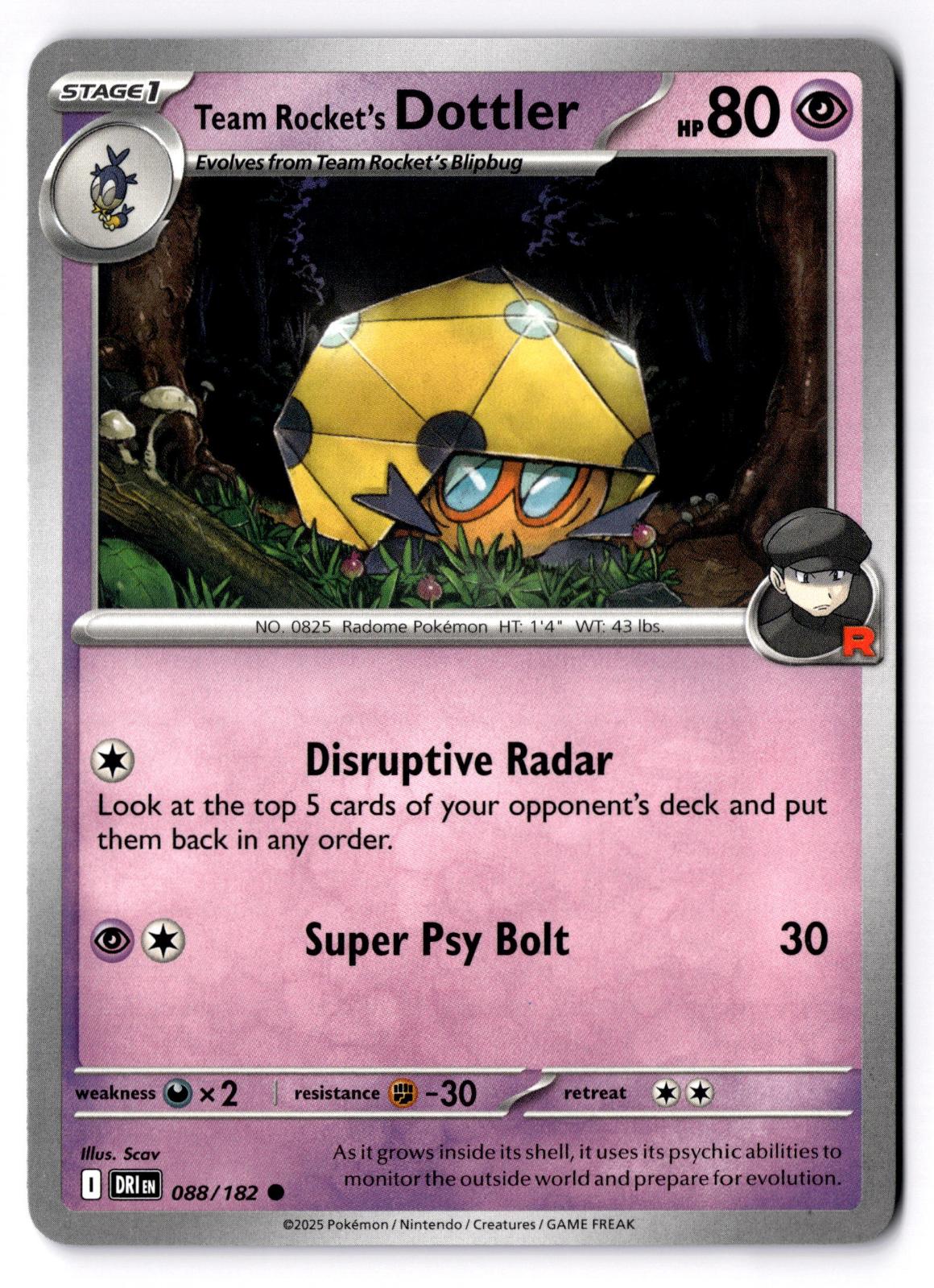 Team Rocket's Dottler 088/182 Common Destined Rivals Pokemon Near Mint