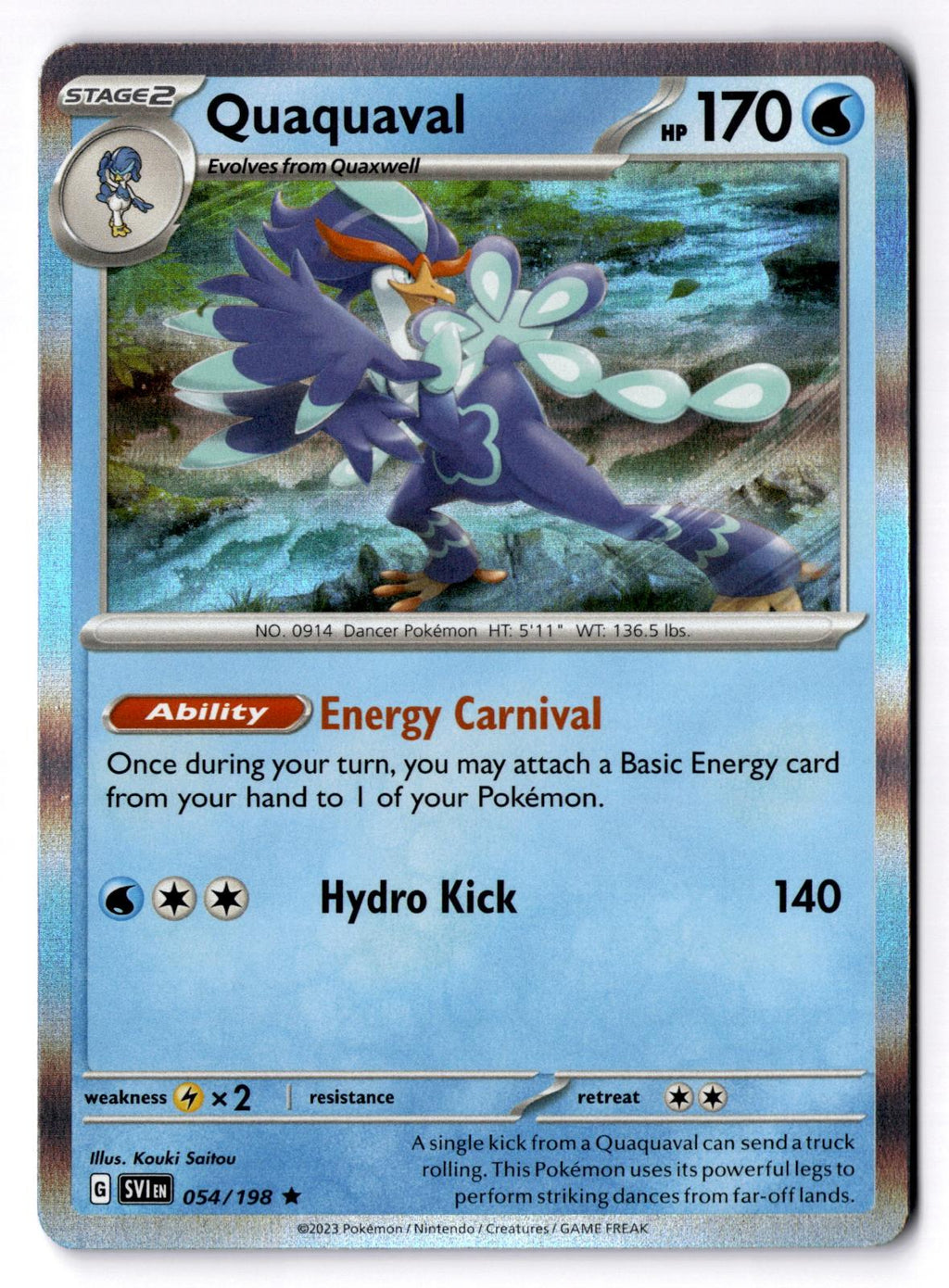 Quaquaval 054/198 Rare Scarlet & Violet Pokemon Holo Near Mint