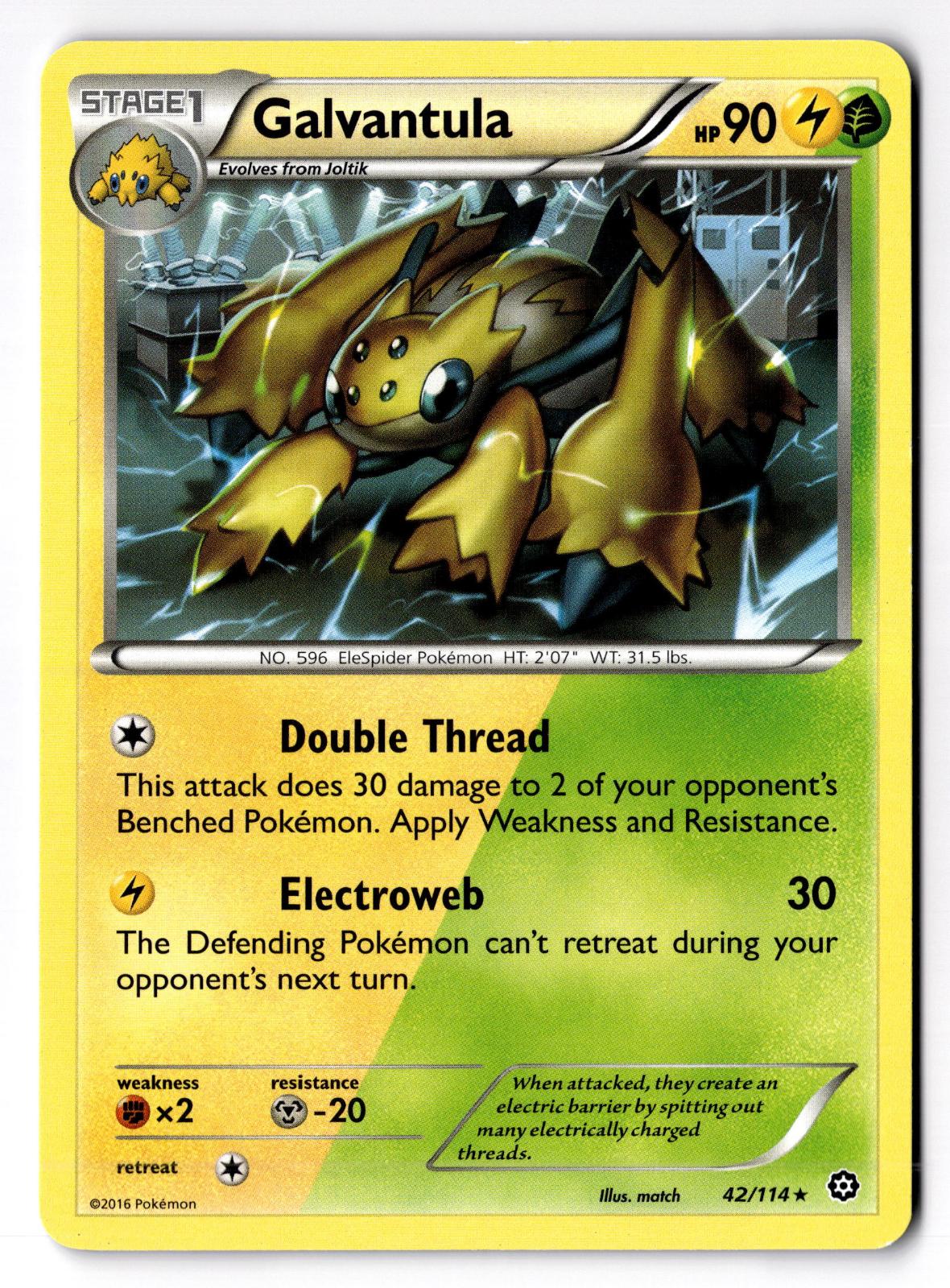 Galvantula 42/114 Rare Steam Siege Pokemon Moderately Played